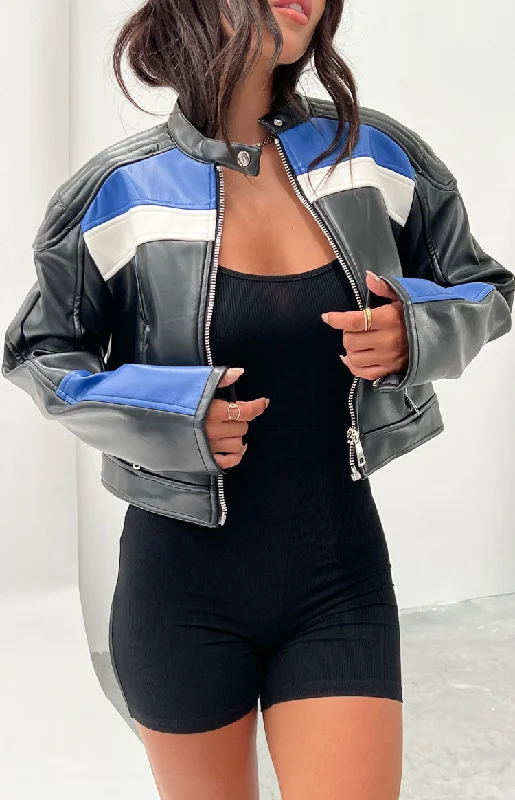 Lioness Black/ Blue Nueve Biker Jacket