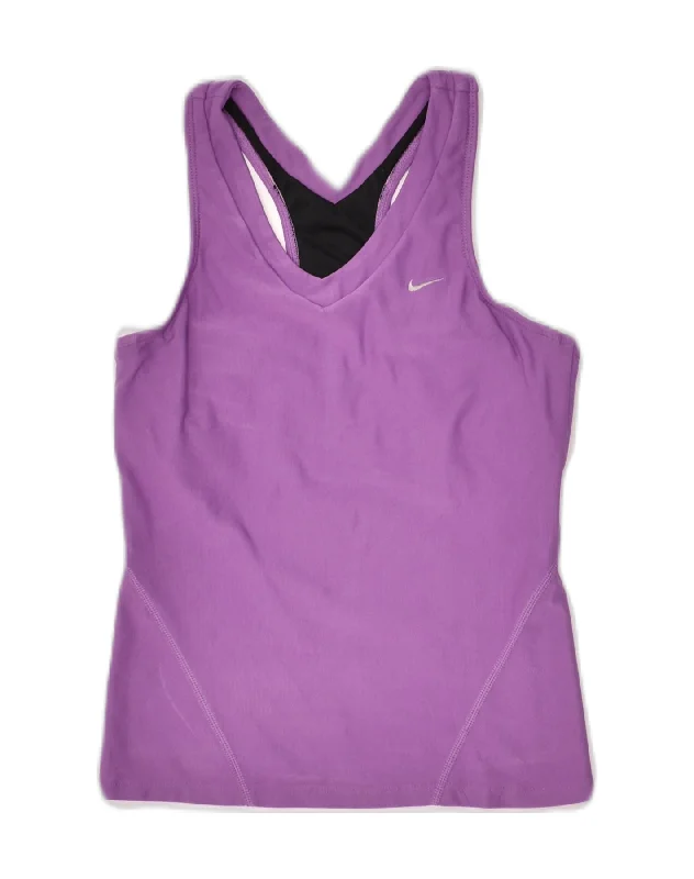 NIKE Womens Vest Top UK 8 Small Purple Polyester