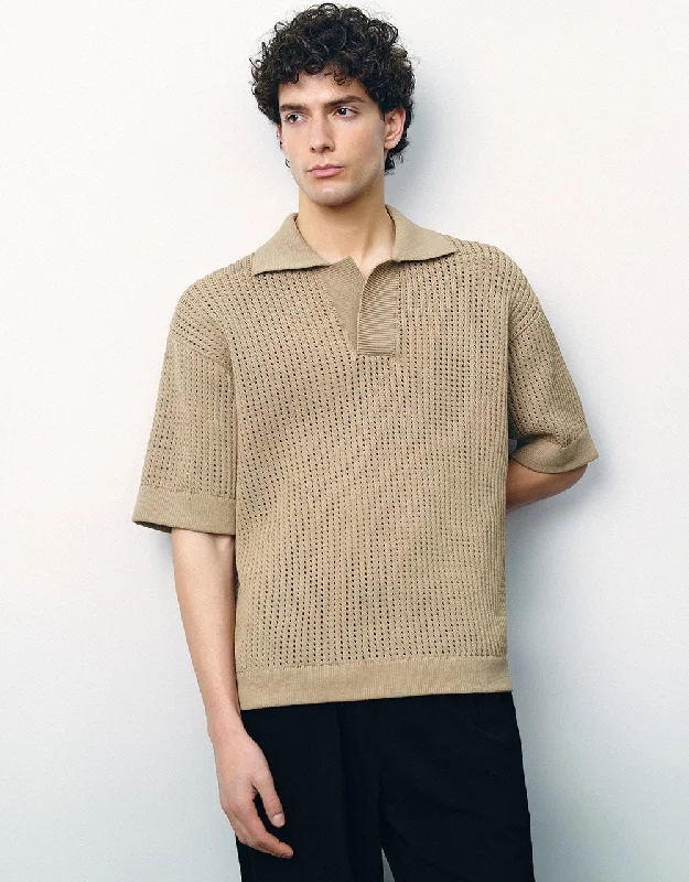 Drop Shoulder Sleeve Knitted T-Shirt