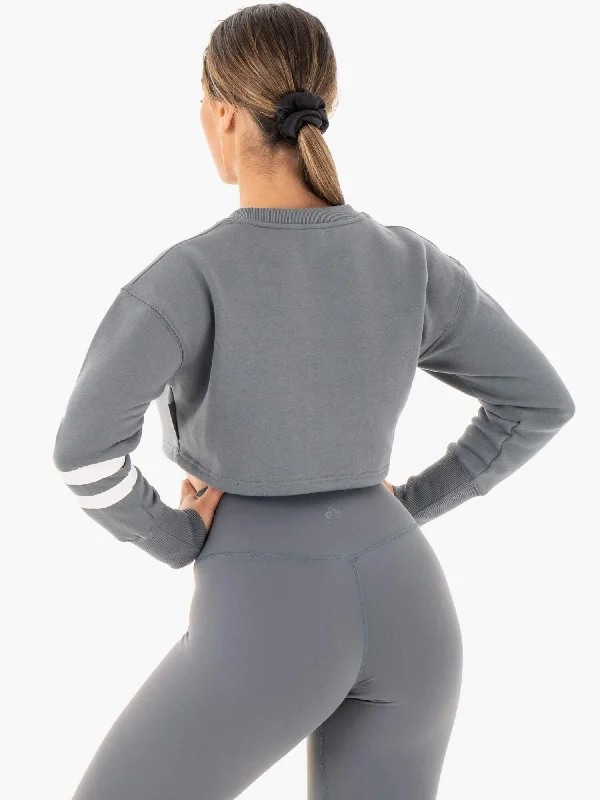 Motion Cropped Sweater - Charcoal