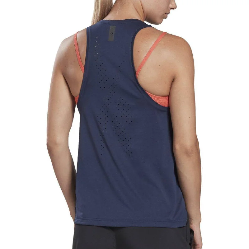 Reebok United By Fitness Perforated Womens Training Vest Tank Top - Navy