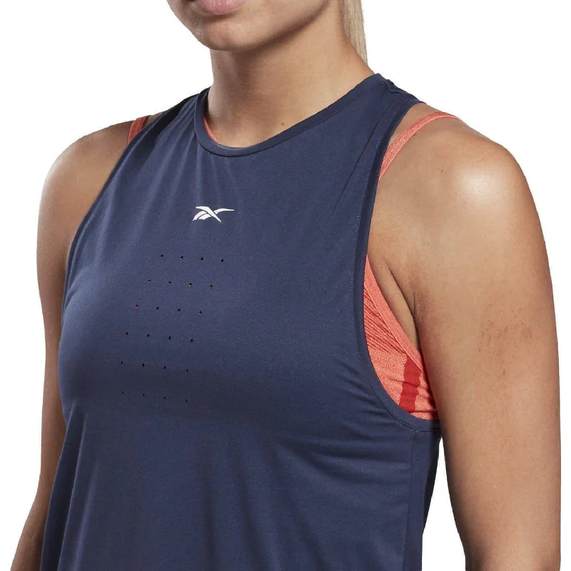 Reebok United By Fitness Perforated Womens Training Vest Tank Top - Navy