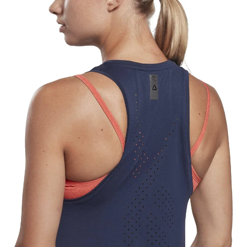 Reebok United By Fitness Perforated Womens Training Vest Tank Top - Navy