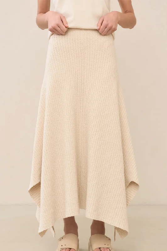 Rib Panel Skirt in Natural