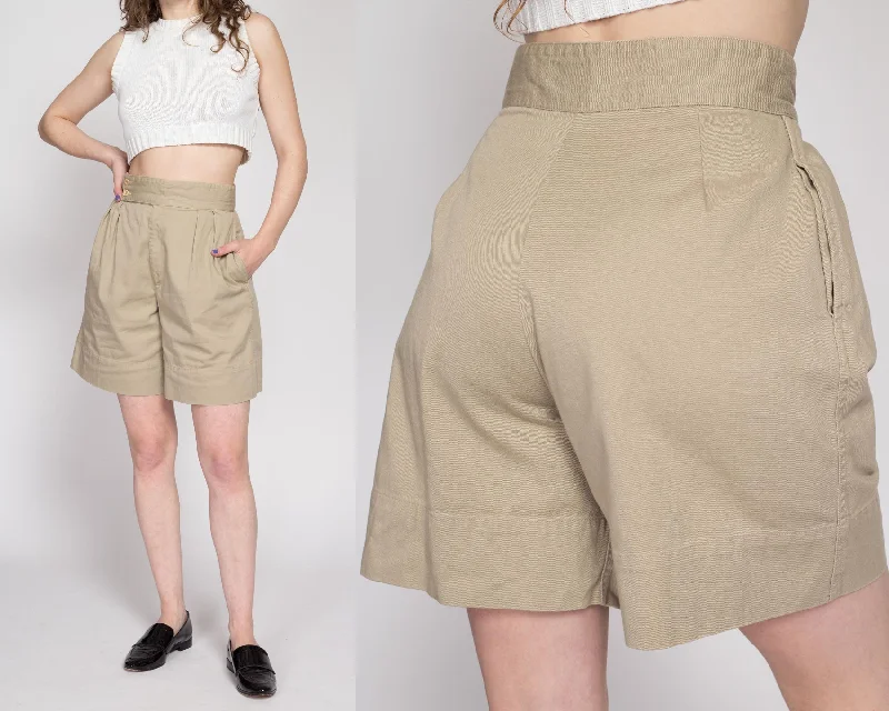 Sm-Med 80s Khaki Pleated Shorts 27""