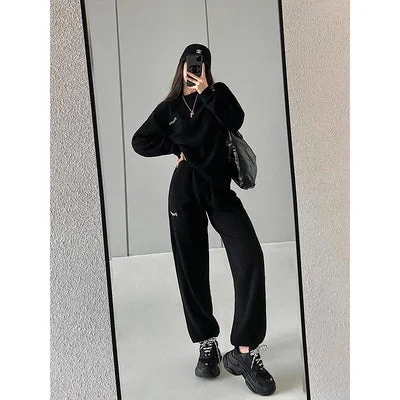 Stacey Solid Color Sweatshirt Sweatpants Matching Set