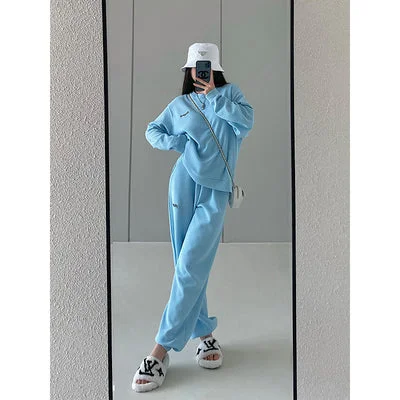 Stacey Solid Color Sweatshirt Sweatpants Matching Set