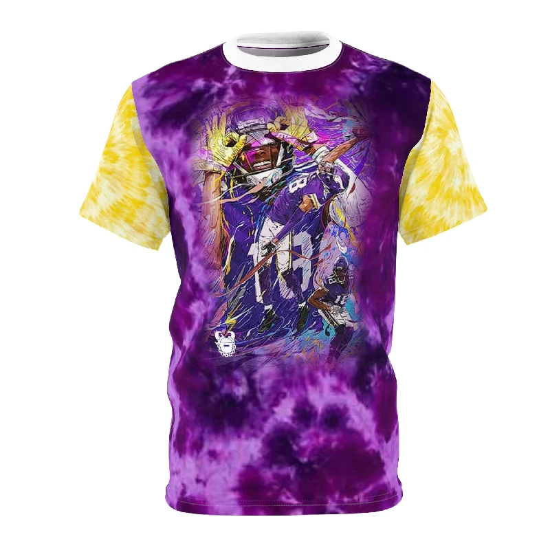 Unisex Cut & Sew Tee - Purple/Gold Tie-Dye - Griddy Dance