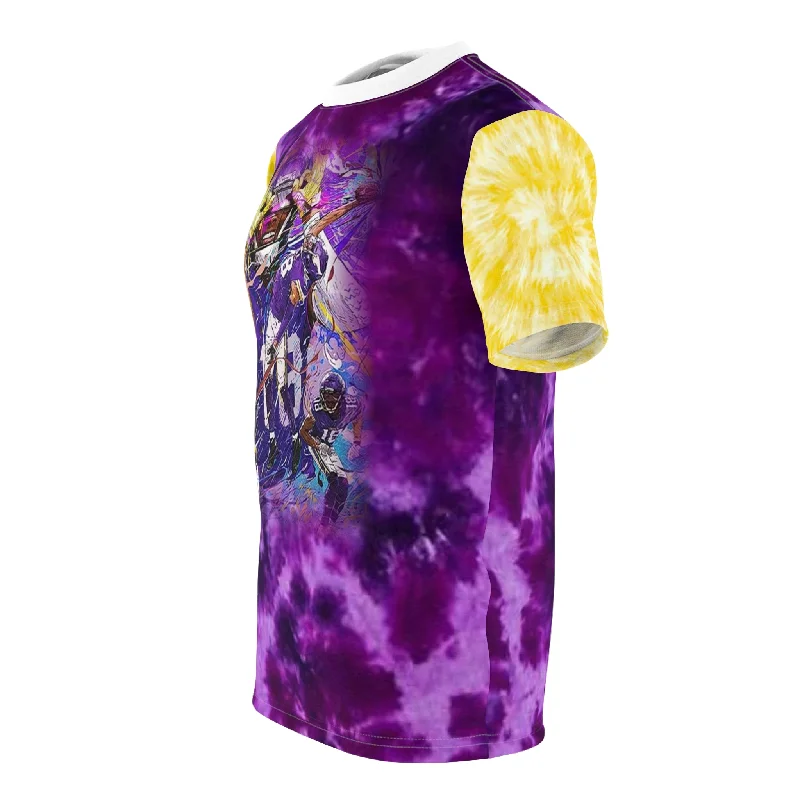 Unisex Cut & Sew Tee - Purple/Gold Tie-Dye - Griddy Dance