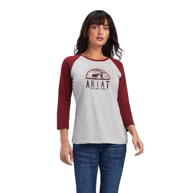 10041293 Ariat Women's REAL Sunrise Classic 3/4 sleeve shirt Heather grey