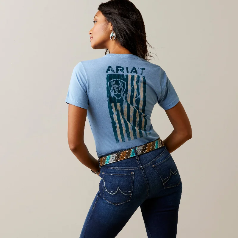 10045446 Ariat Wms Gila River SS Tee Light Blue Heather