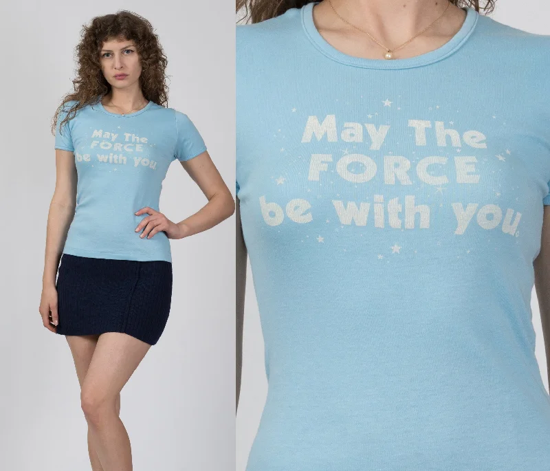 70s 80s Star Wars ""May The Force Be With You"" Fitted T Shirt - Small to Medium