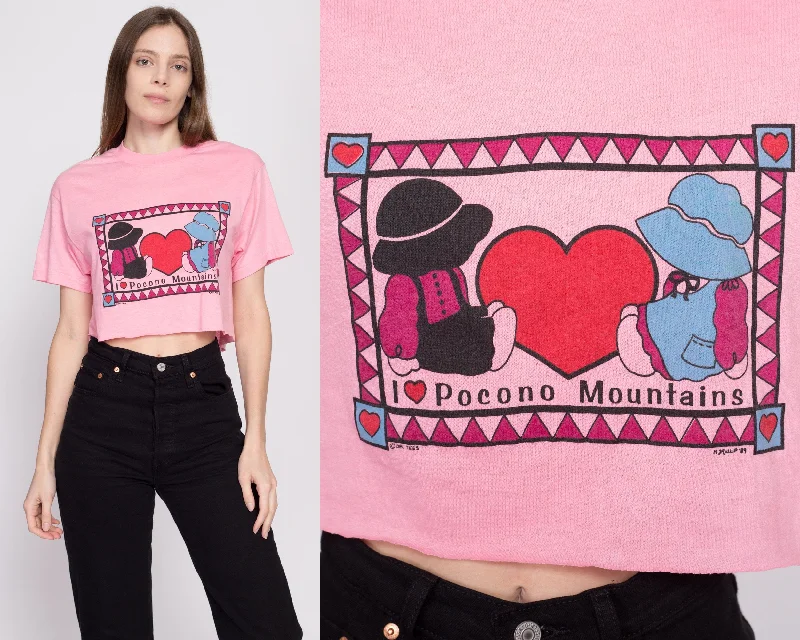 80s ""I Heart Pocono Mountains"" Crop Top Tee - Large