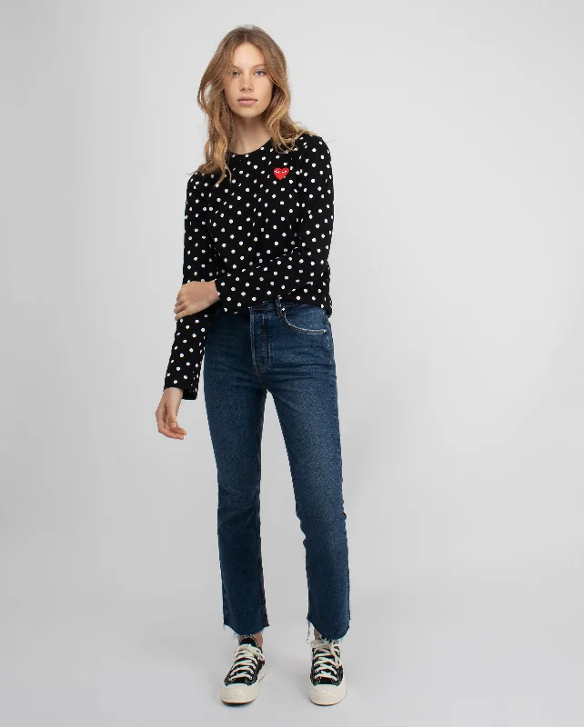 T165 POLKA DOT L/S T-SHIRT / BLACK