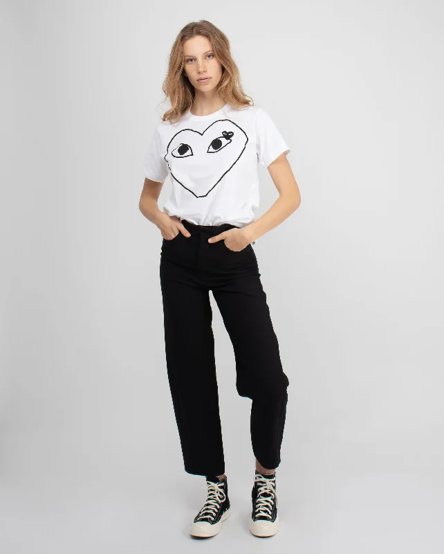 T101 BLACK HEART OUTLINE T-SHIRT / WHITE