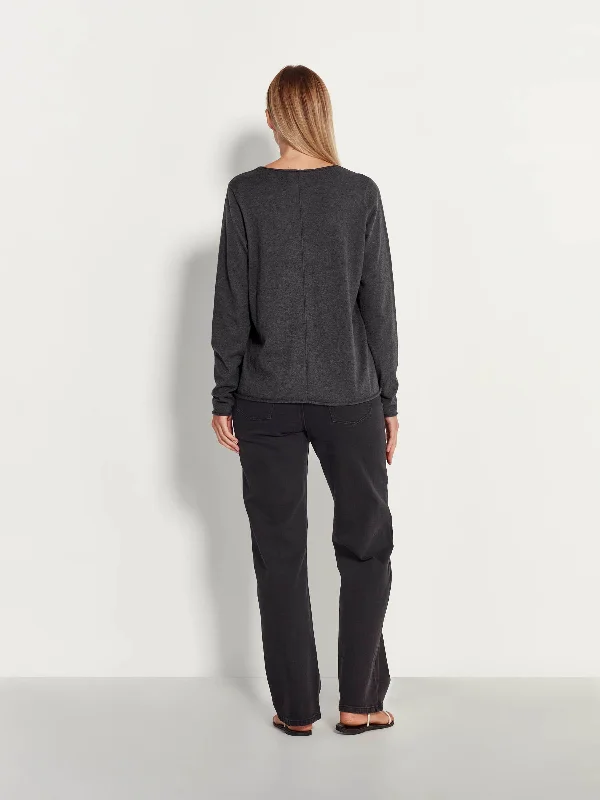 JHL V-Neck L/S T (Fine Cotton Cashmere) Graphite