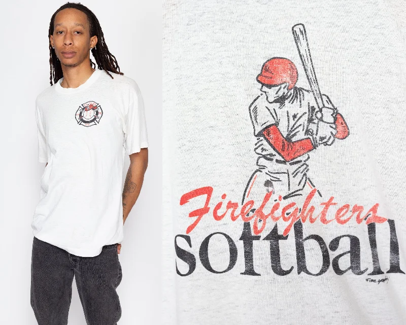 XL 90s Firefighters Softball Distressed T Shirt