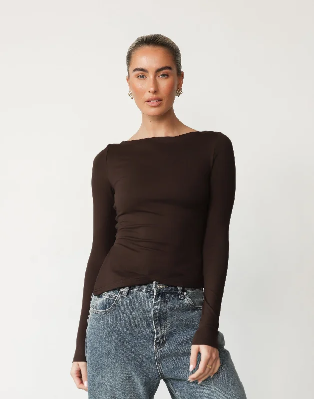 Amanda Long Sleeve Top (Chocolate)