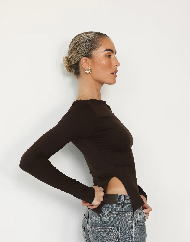 Amanda Long Sleeve Top (Chocolate)