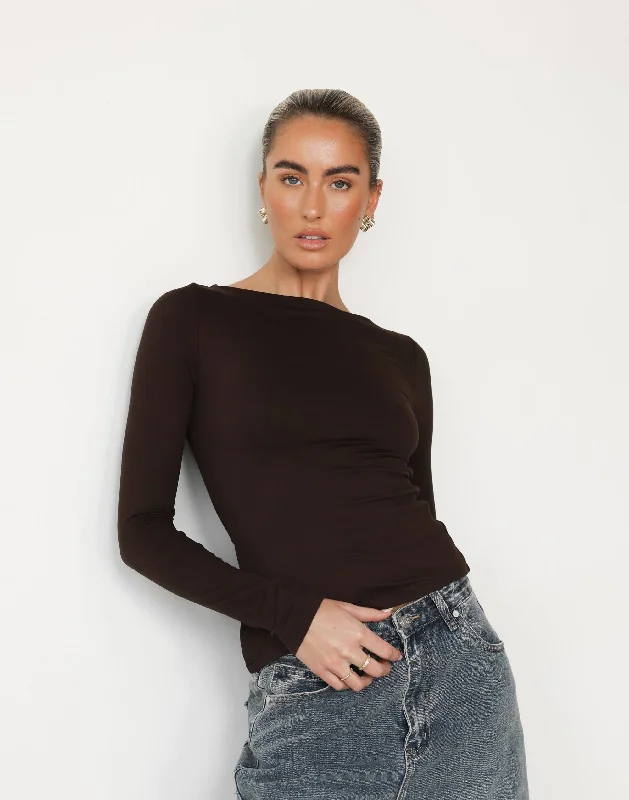 Amanda Long Sleeve Top (Chocolate)