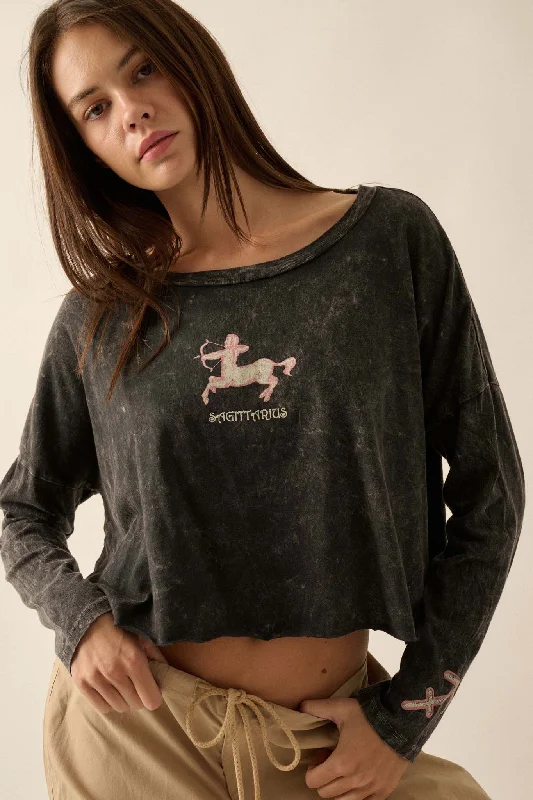 Astrology Girl Cropped Long-Sleeve Graphic Tee