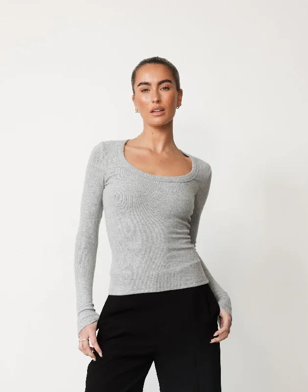 Kathleen Long Sleeve Top (Grey)