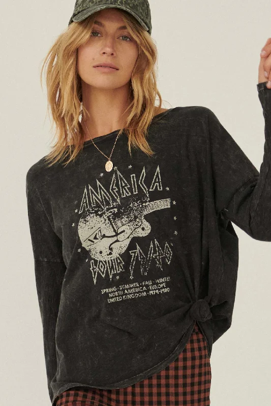 Rock America Vintage-Wash Long-Sleeve Graphic Tee