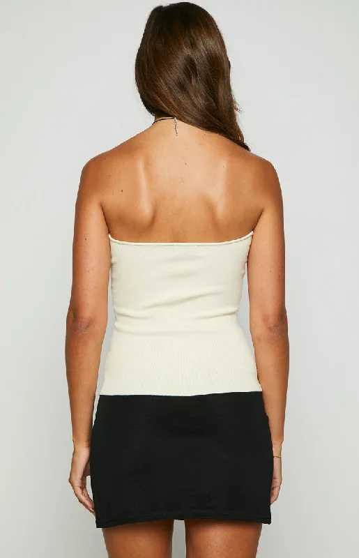 Rue Cream Knit V-Tube Top