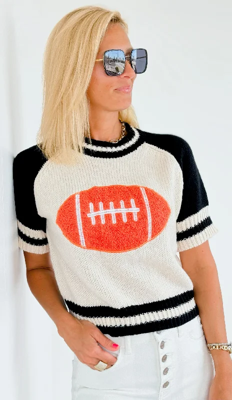 Game Day Ribbed Short Sleeves Sweater