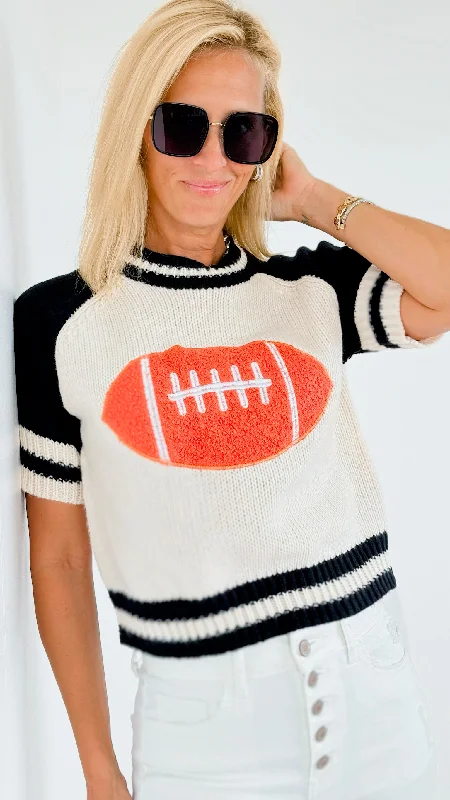 Game Day Ribbed Short Sleeves Sweater