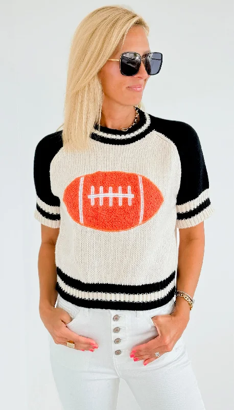 Game Day Ribbed Short Sleeves Sweater