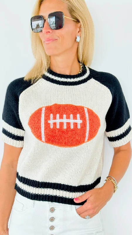 Game Day Ribbed Short Sleeves Sweater