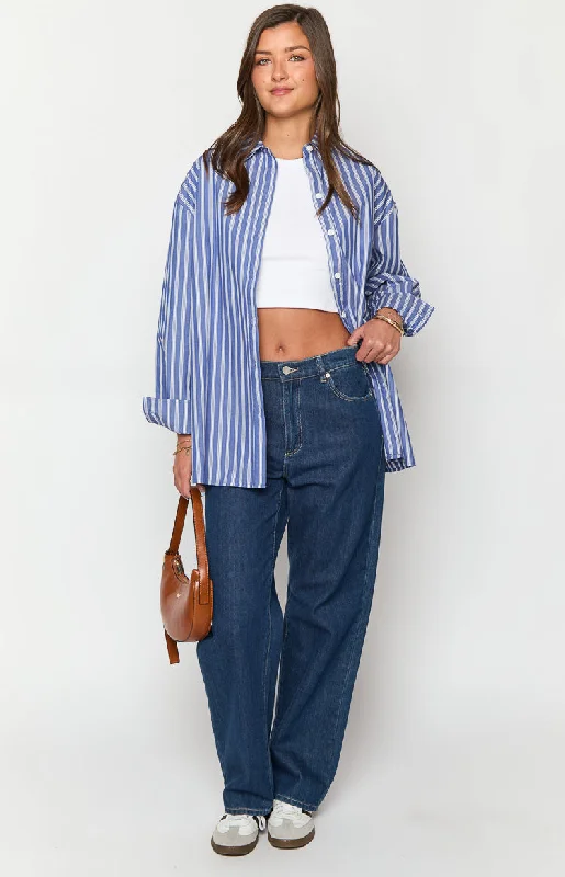 Zariah Blue Striped Long Sleeve Shirt