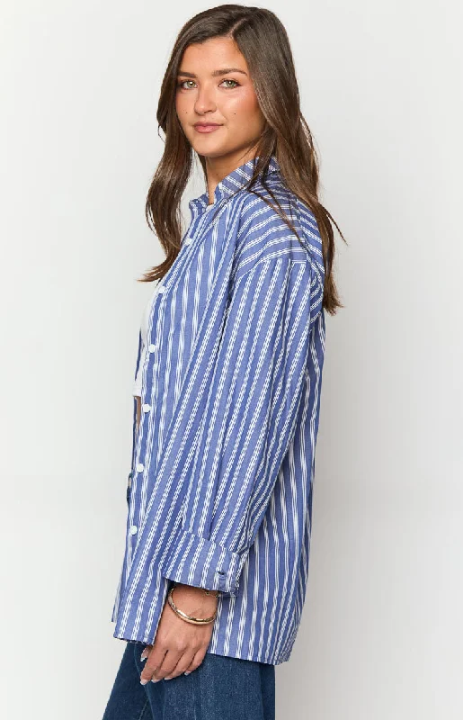 Zariah Blue Striped Long Sleeve Shirt