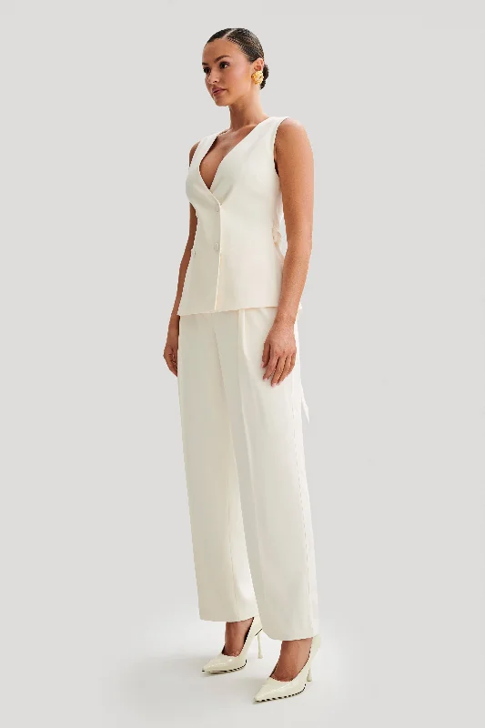 Amelie Suiting Longline Vest - Ivory