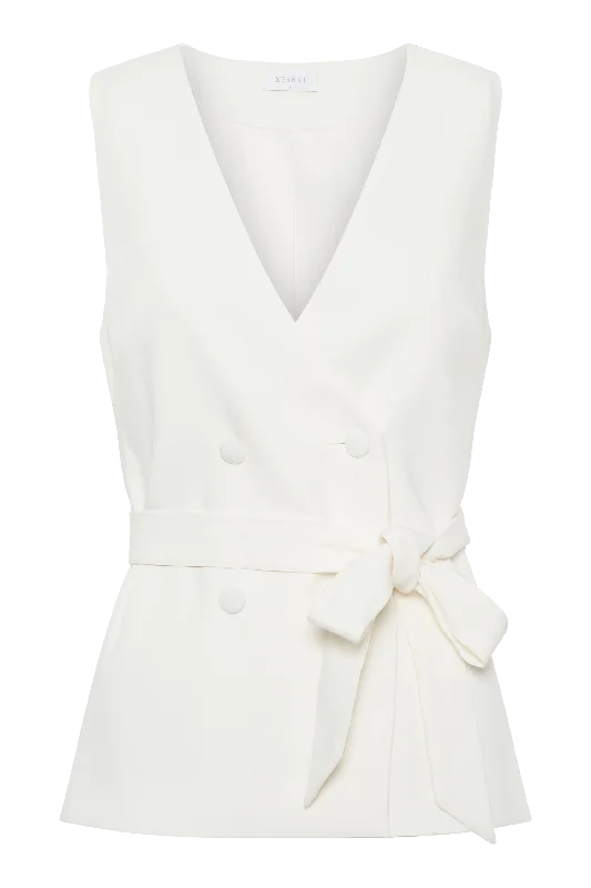 Amelie Suiting Longline Vest - Ivory