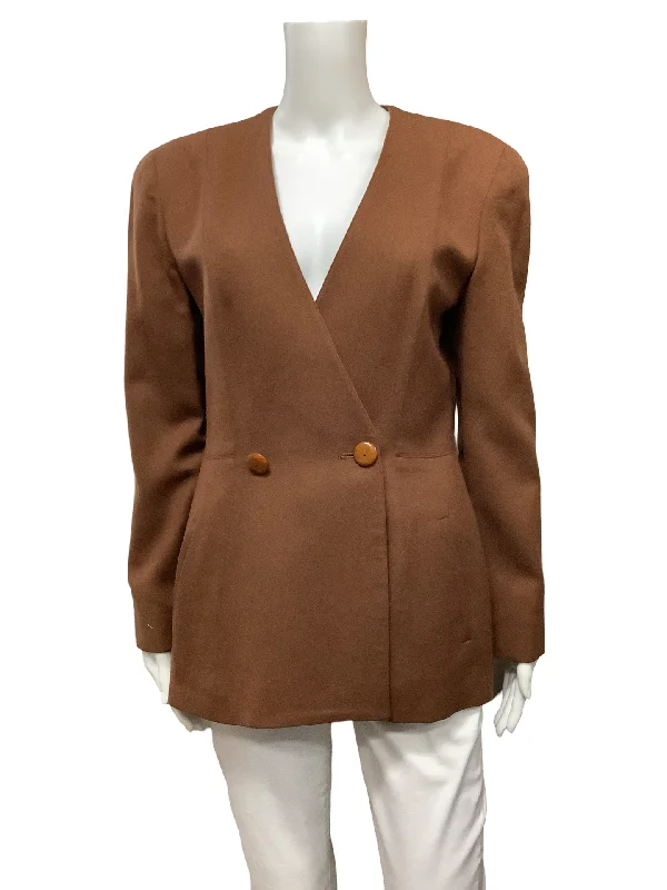 Christian Dior Vintage Blazer Brown Wool Double Breasted Size: 6