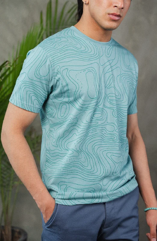 Mint Green All Over Printed Tee Shirt