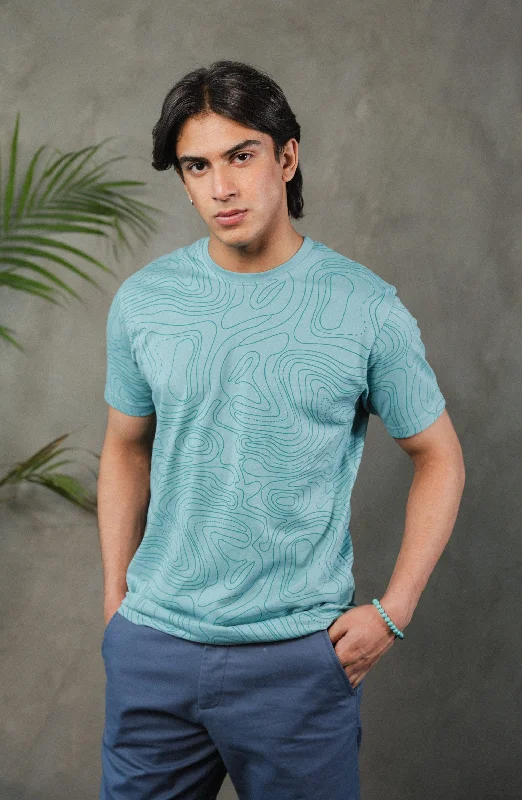 Mint Green All Over Printed Tee Shirt