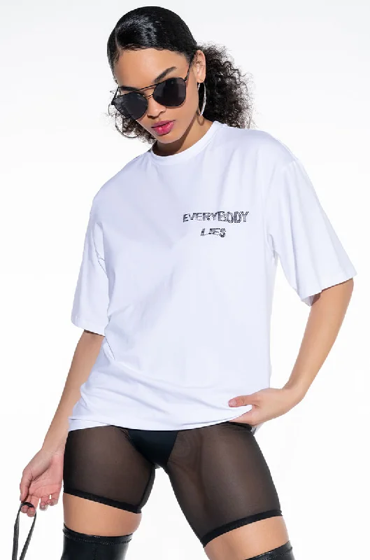 EVERYBODY LIES CREW NECK GRAPHIC TEE