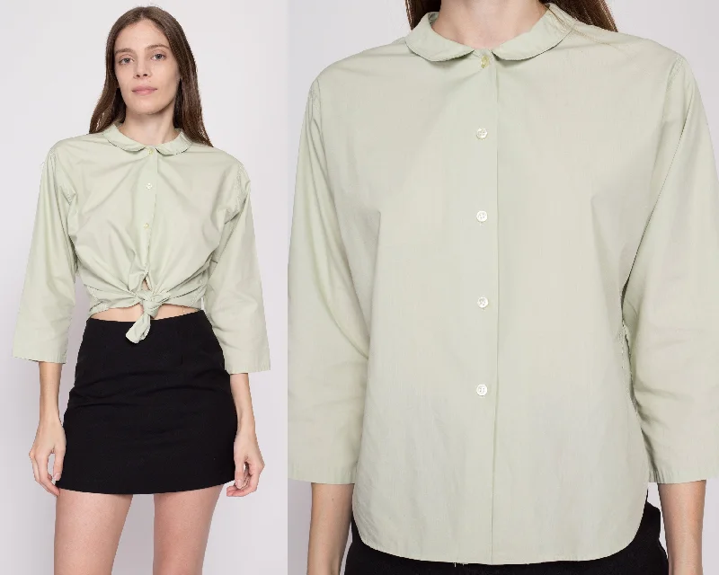 Large 50s 60s Sage Green Blouse