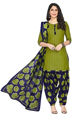 Miraan Cotton Printed Readymade Salwar Suit For Women (MIRAANSANRAN1466XXL_Green_XX-Large)