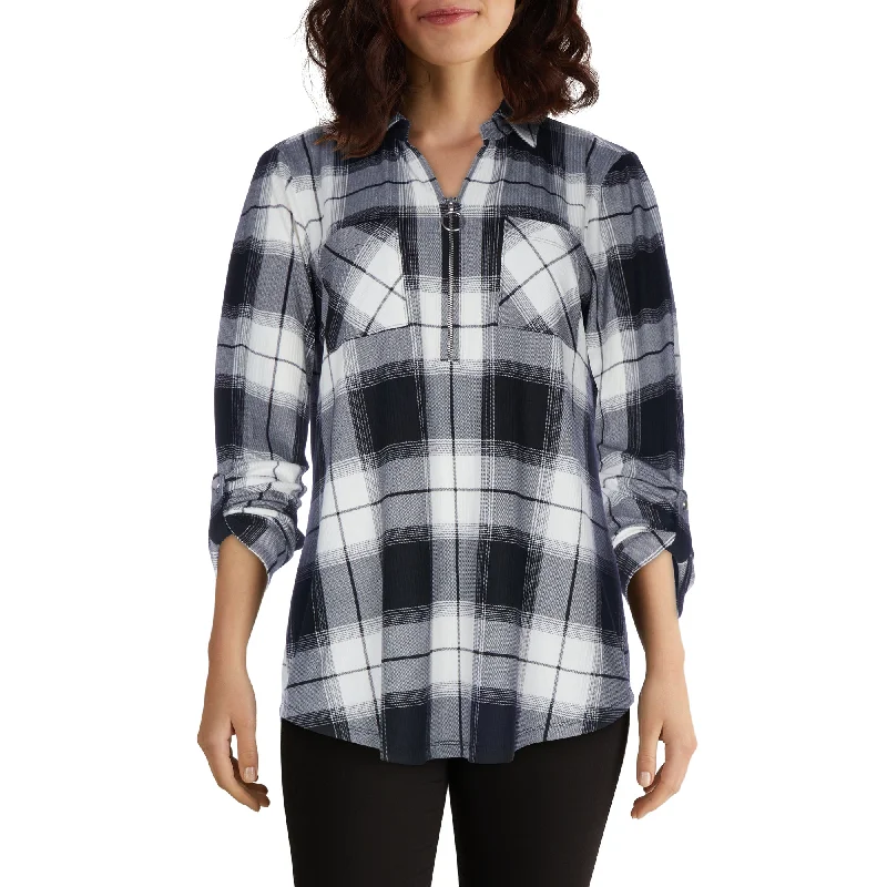 mySTYLE Women's Printed Plaid Top