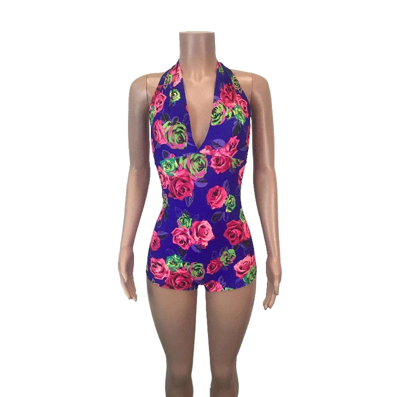 SALE - Halter Romper - Neon Rose