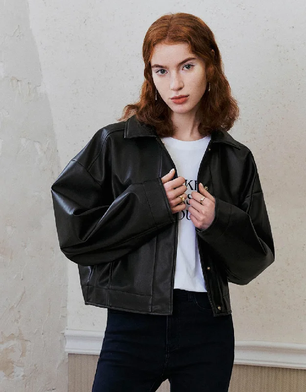 Straight Vegan Leather Jacket