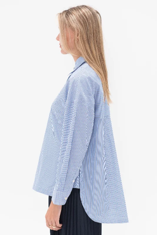 Striped Shirting Gabe Oversized Shirt, Blue Multi