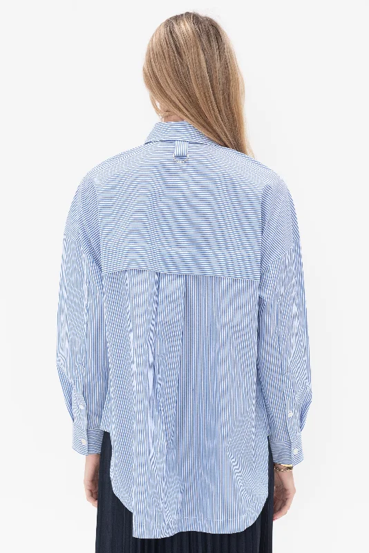 Striped Shirting Gabe Oversized Shirt, Blue Multi