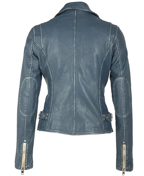 Women's Mauritius Sofia Denim Blue Leather Jacket