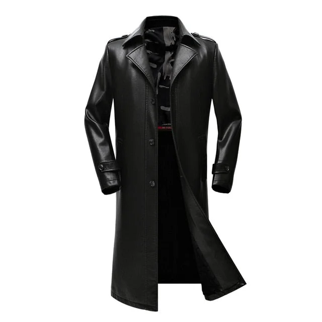 2019 New Fashion Autumn winter Male Leather Jacket Plus Size 3XL 4XL long Black Brown Mens Coats Leather Biker Jackets