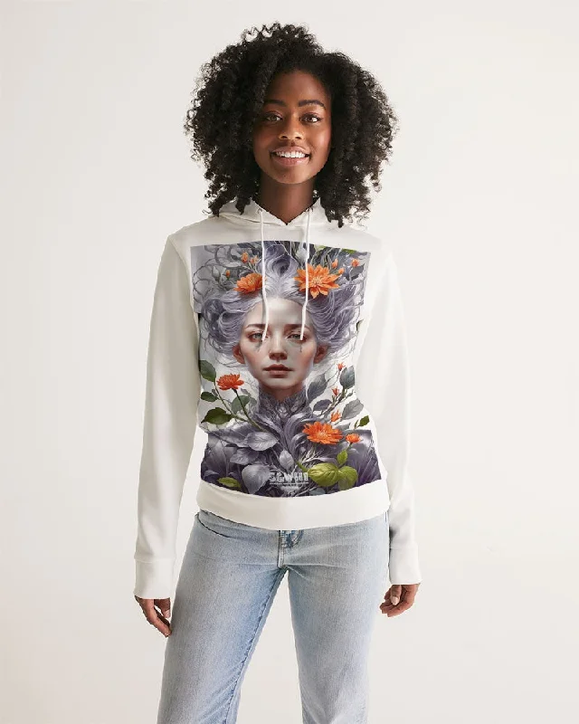 Beautiful white sister grey hair blossom Women's All-Over Print Hoodie